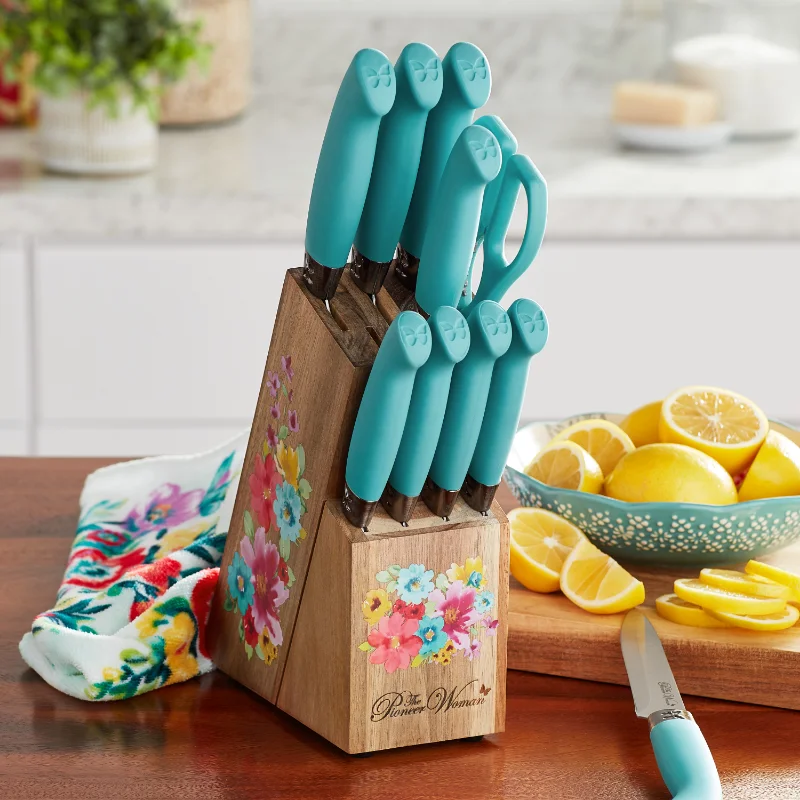 14-Piece ,TURQUOISE,The Pioneer Woman Cowboy Rustic Cutlery Set