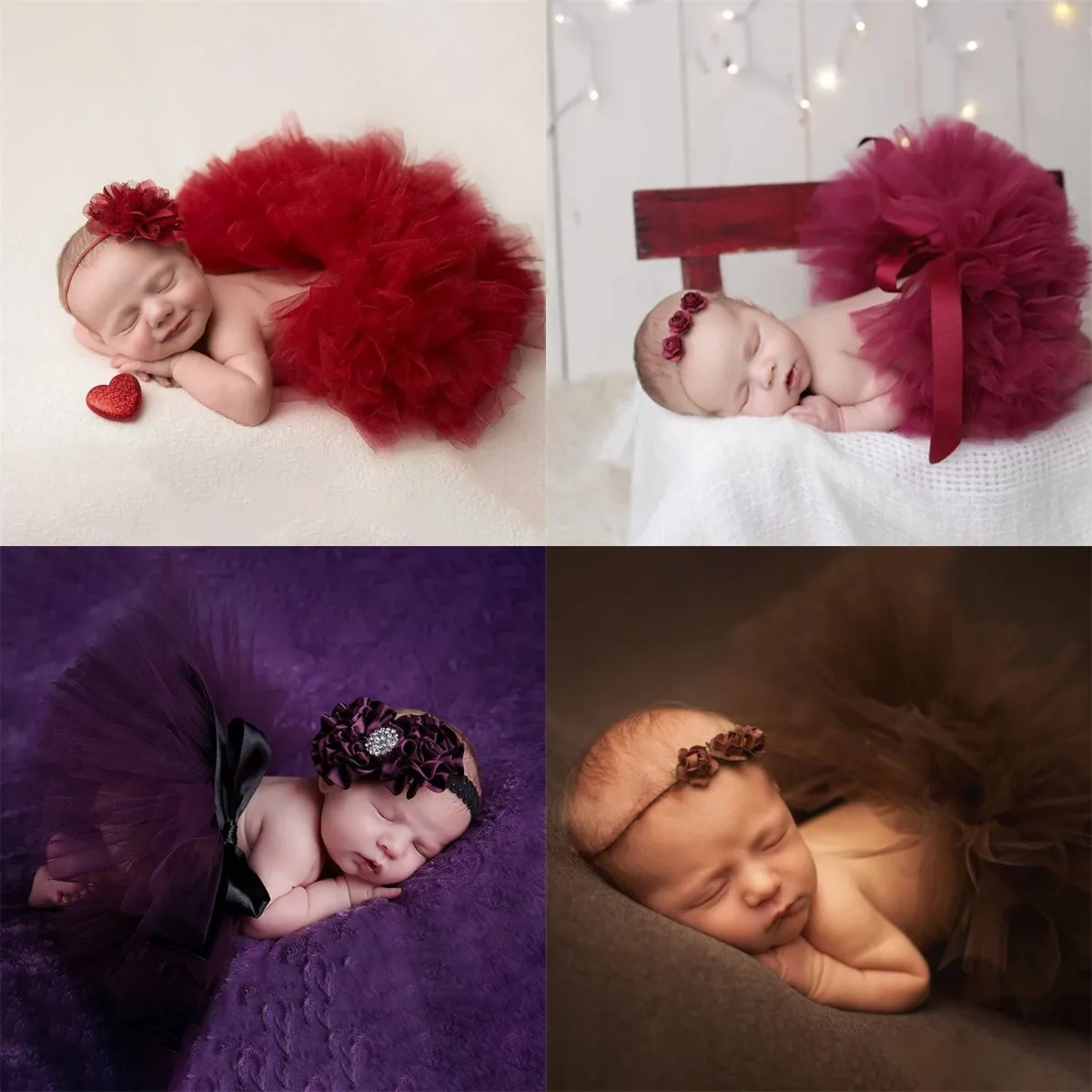 2 Pcs Newborn Photography Props Outfit Baby Tulle Tutu Skirts Headband Set Infants Photo Shooting Cute Flower Hair Band