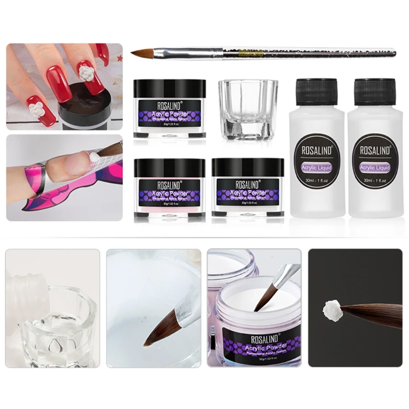 

Acrylic Powder System Set for Nail Extension Carving Pen Brush Kit Manicure Tools DIY Decoration Decals