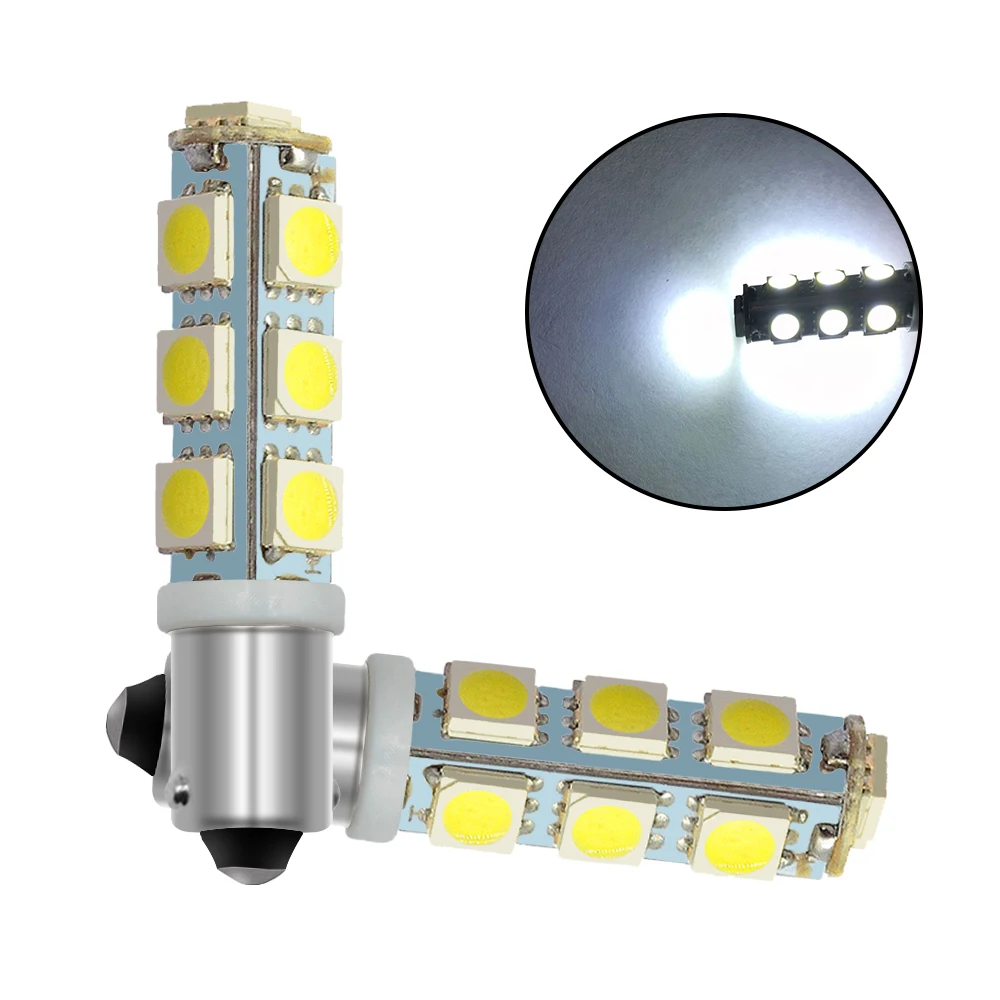 

2pcs Universal New BA9S LED Silica Gel Bulb 13SMD 5050 LED Chips for Automobile Wedge Marker Car Lights 12V License Plate Lights