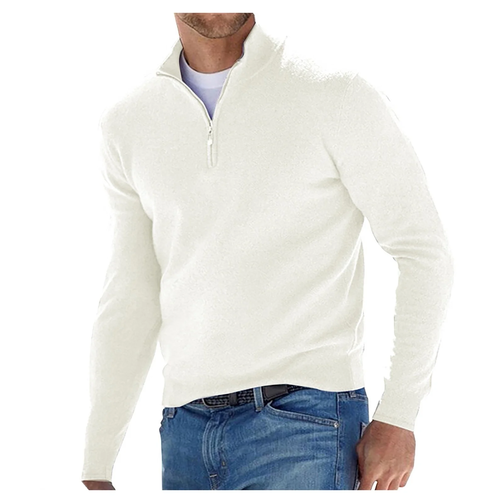 

Пуловер мужской на молнии, флисовое зимнее пальто, однотонная Водолазка с длинным рукавом, удобная одежда, теплые вязаные свитера на осень