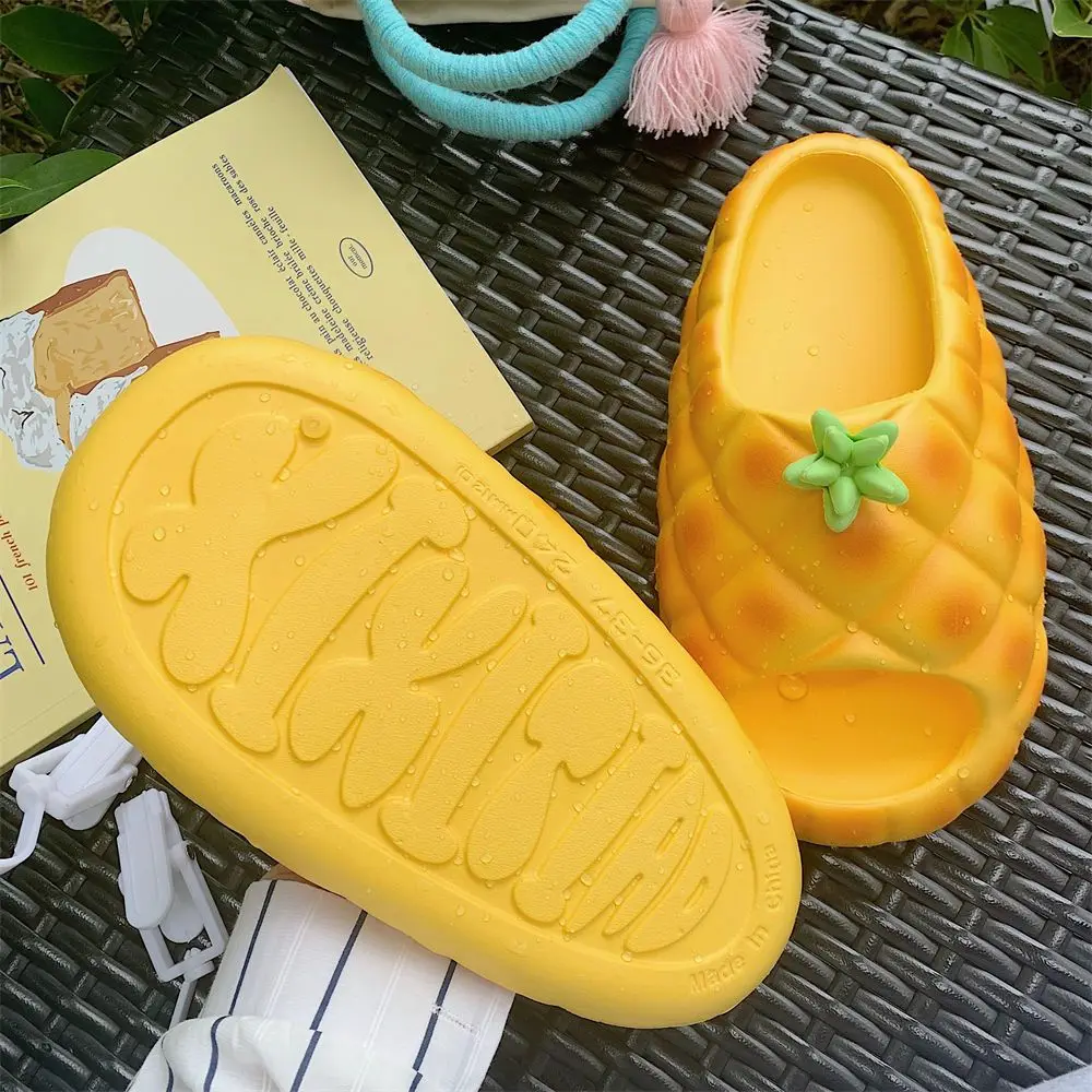 novelty fruit slippers women's summer beach shoes big size 43 44 45 woman thick sole cloud slippers unisex funny pineapple clogs