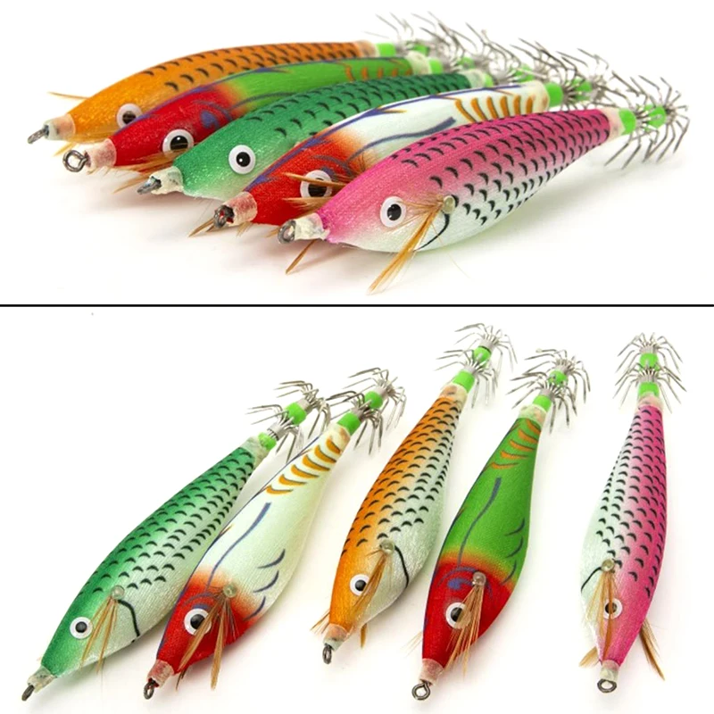 

8cm With Ring bead Round Belly Imitation Luminous Wood Shrimp Squid Hook Lure