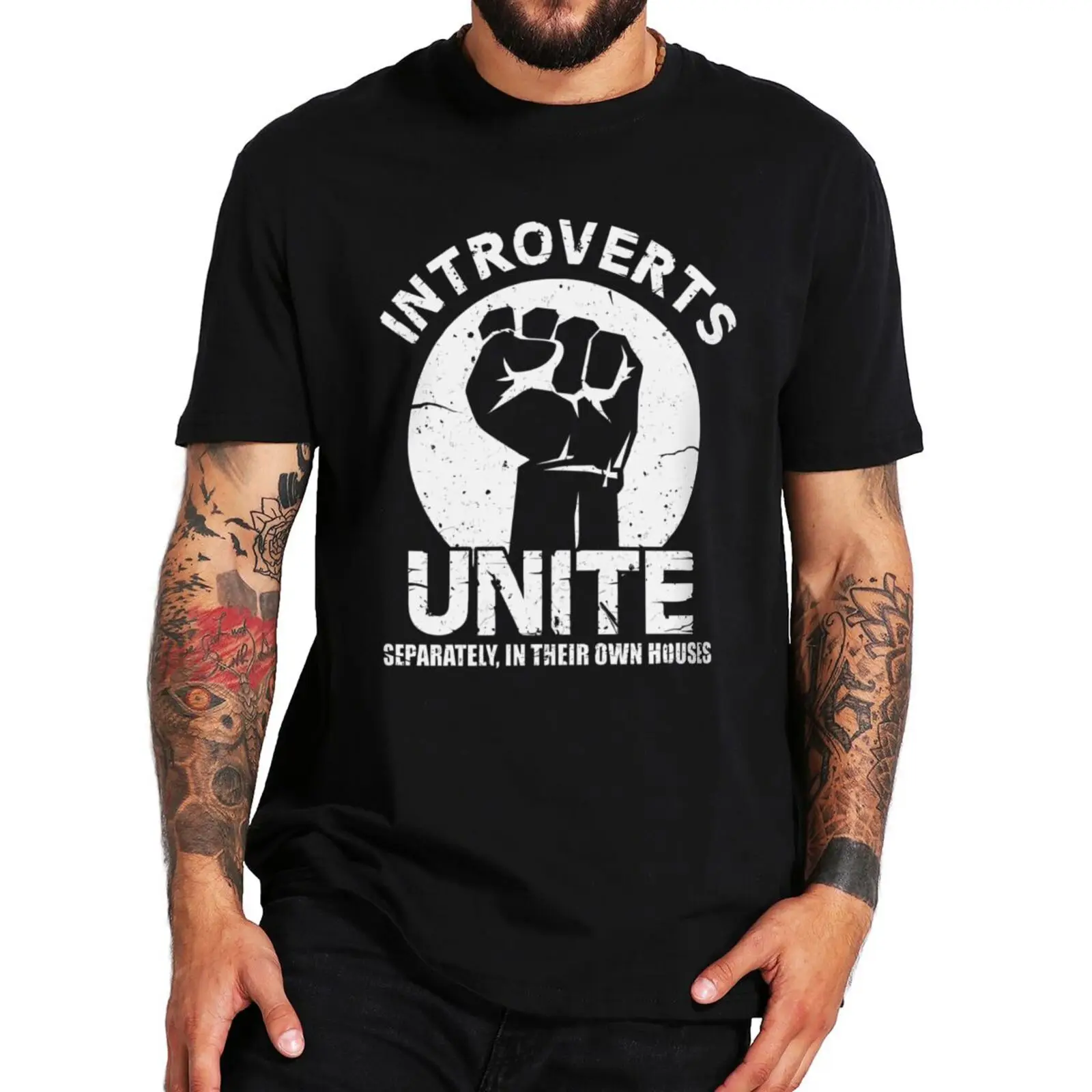 

Introverts Unite Separately In Your Own Homes T Shirt Funny Introverted Jokes Gift Top 100% Cotton Unisex Casual T-shirt EU Size