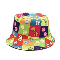 2022 spring bucket hats mens and womens cotton out door hat cute cartoon double sided fishermans cap unisex sun hat