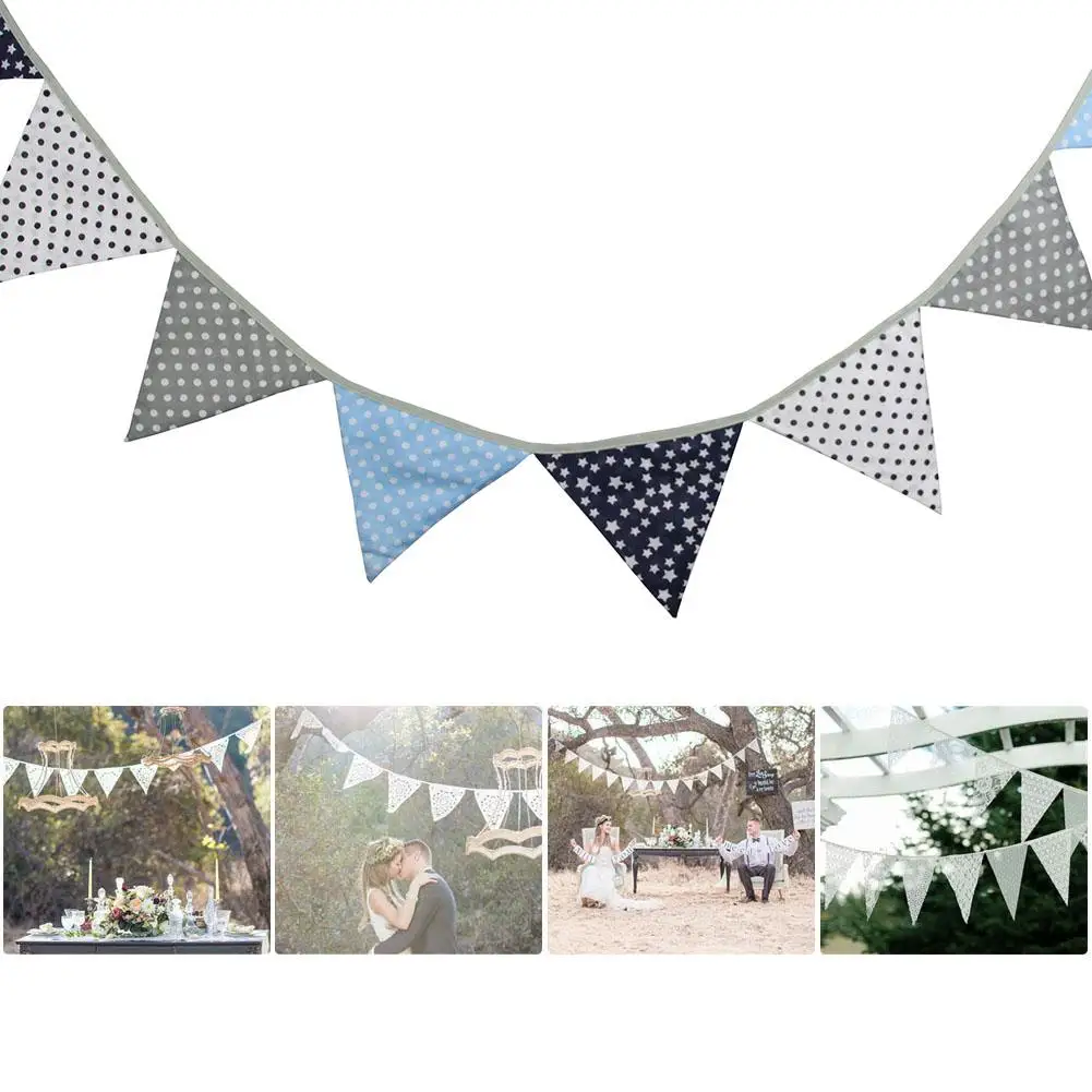 

12 Flags 3.2m Pennant Bunting Banners Triangular Flags Festival Baby Shower Wedding Garland Flags for Party Decoration