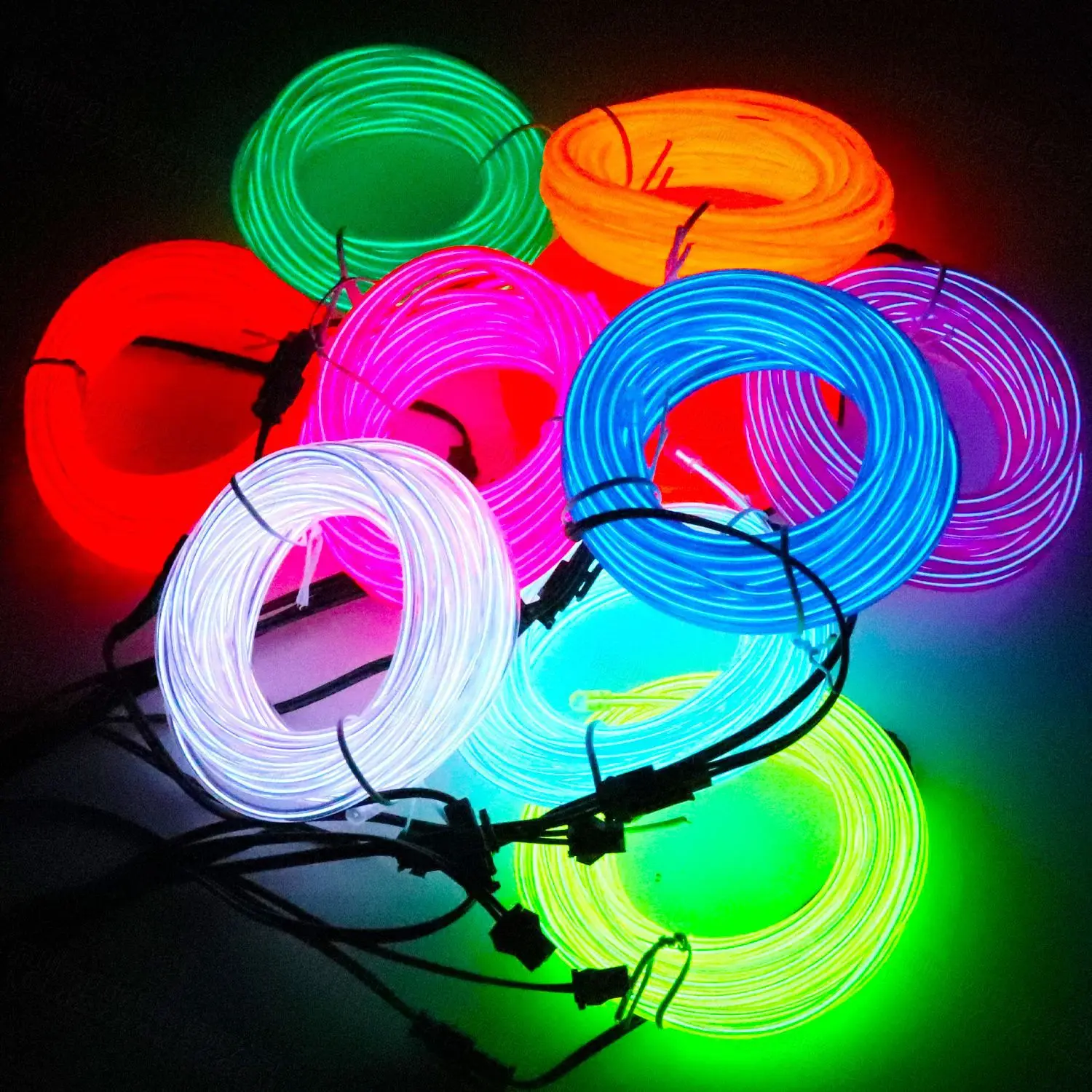 EL Wire 5/4/3/2/1Color 1M Illuminated Lights with Neon Lights DIY Combination Multicolor Lights AA Batteries USB Prom LED Strips