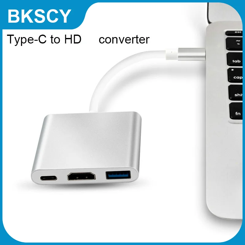 

Bkscy Thunderbolt 3 USB C HUB к HDMI-совместим с Macbook Pro/Air Type C Hub к HD4K USB порт USB-C
