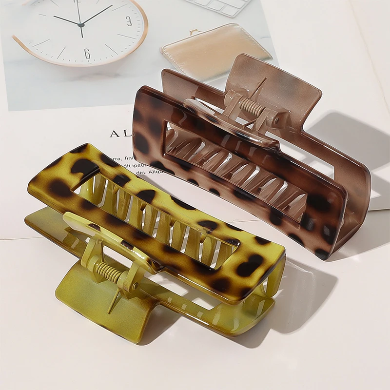 

Vintage Leopard Hair Claws Geometric Hair Clip Crab Barrettes Hair Accessories Acrylic Hairpin Fashion Geometric Hair Clamp Grab