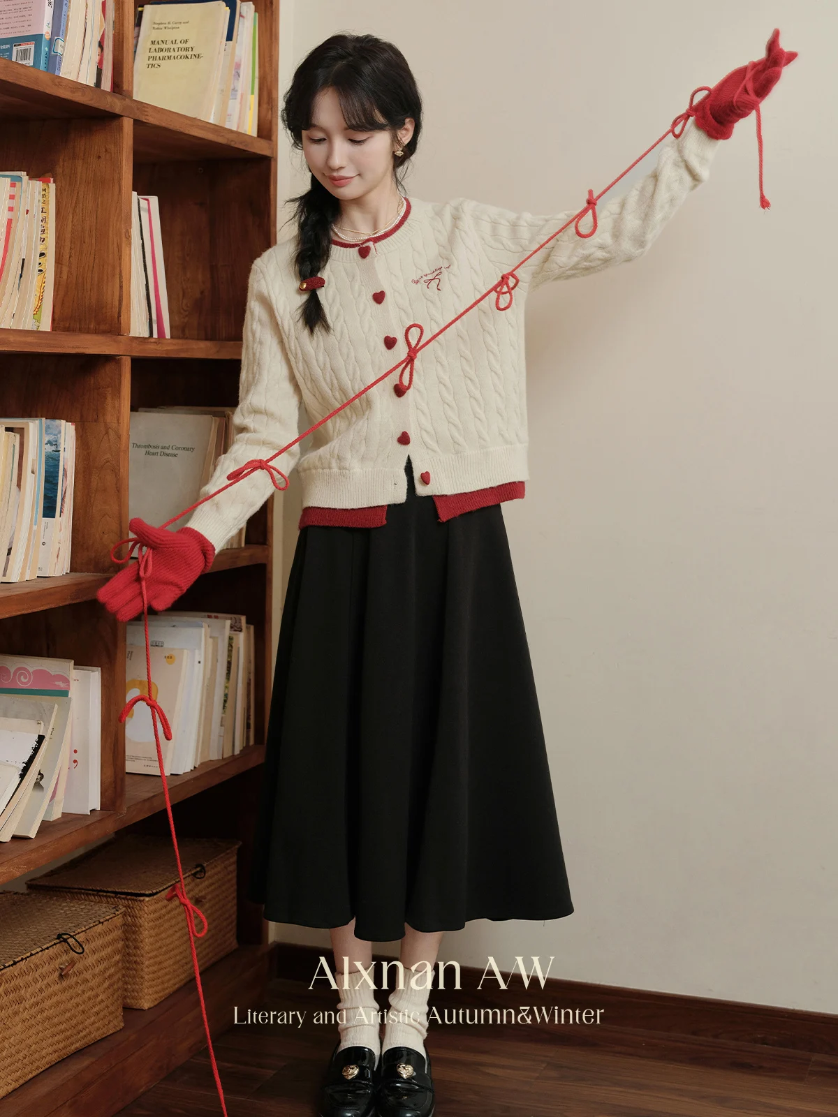 ALXNAN женские милые искусственные кардиганы из 2 предметов модный свободный свитер