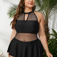 2022 black push up swimsuit one piece large size swimwear women one piece suits beachwear summer mesh bathing suit female 4xl