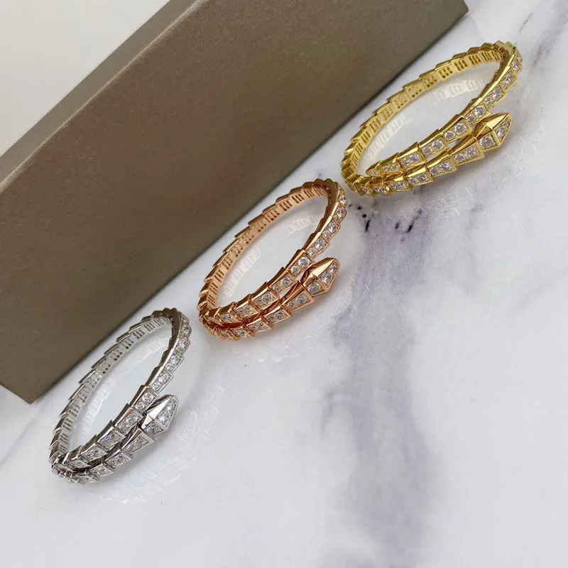 

925 Sterling Silver Snake Bone Fashion Bangle Bracelet Ladies Personality Luxury Brand Christmas Gifts European Classic Jewelry