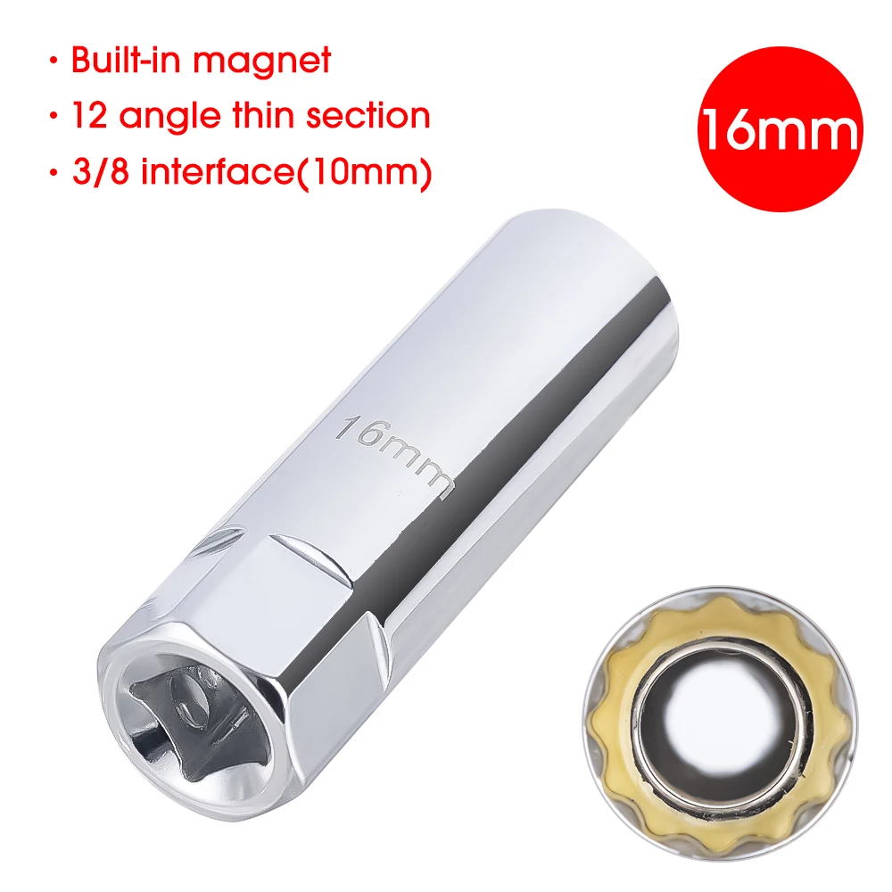 

Автомобильная розетка для свечей зажигания, универсальный магнитный ключ для свечей зажигания, инструмент для удаления свечей зажигания, инструмент для авторемонта, практичные аксессуары 14 мм 16 мм