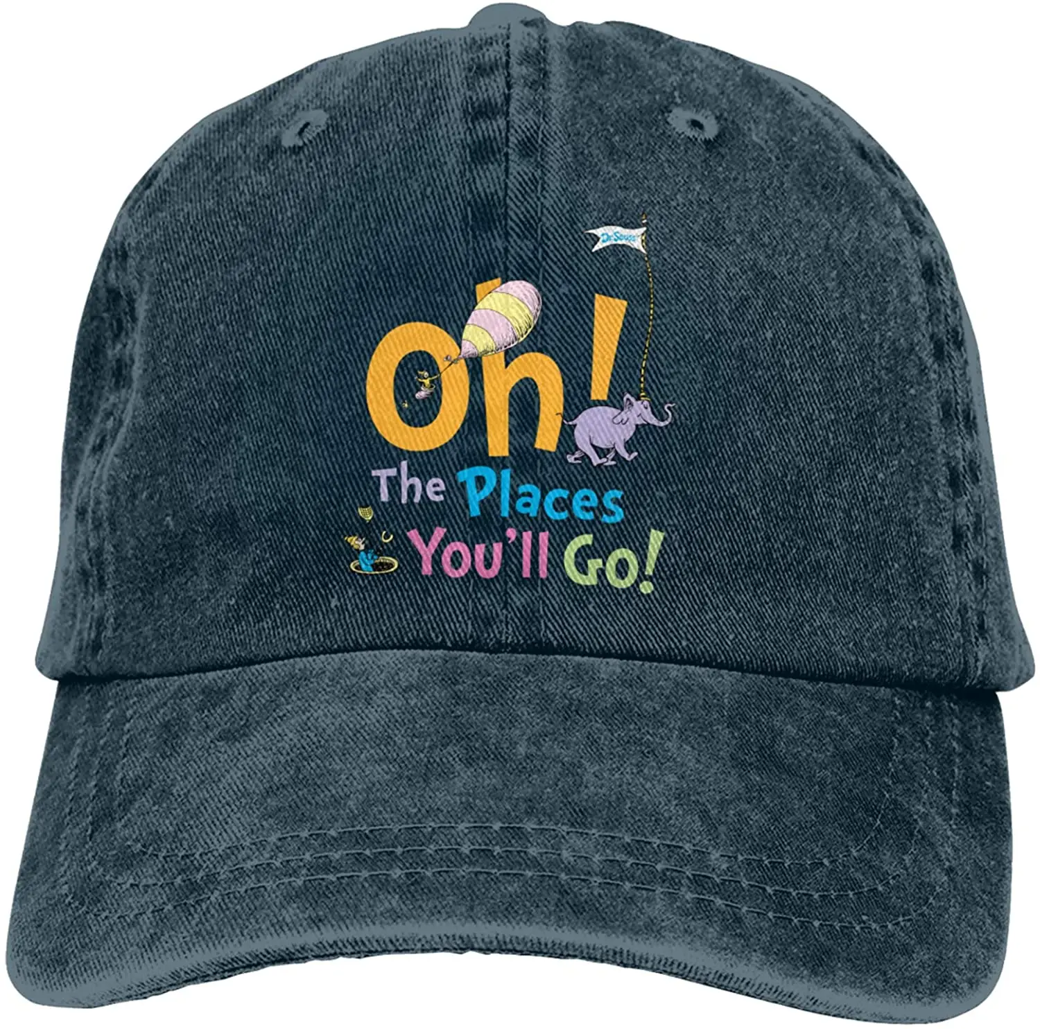 

2020 Best Selling summer new print Dr Seuss Oh The Places You'll Go Retro Sports Cowboy Hat Baseball Denim Cap Cute cap animal