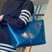 new bag female 2021 leather handbags europe and the united states style simple big bag oil wax leather handbill shoulder bag
