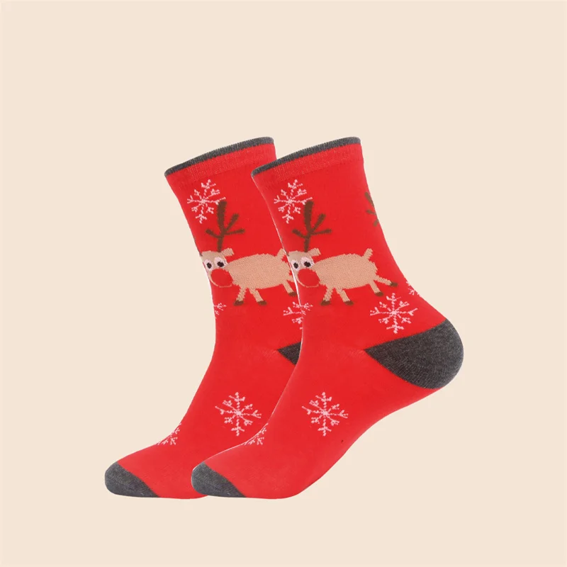 Colorful Women's Christmas Socks 10 Pairs/Set Santa Claus Snowman Elk Patterned Female Ladies Fashion Animal Cotton Sock
