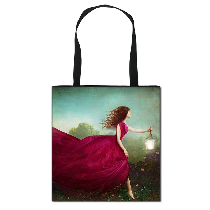 

DICHOS Shakespeare Oil Painting Girls Shopping Bag Leisure Totes Bag Women Large Capacity Handbag Ladies Storage Bags