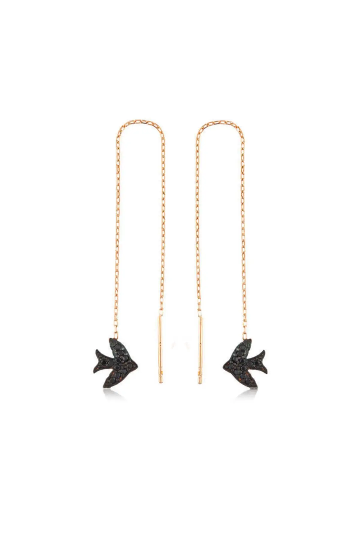 

Silver Swallow Chain Earrings