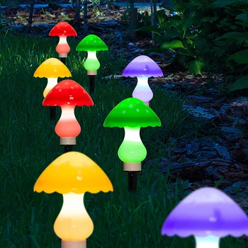 8Pcs LED Solar Mushroom Lamp Outdoor Solar String Lights 8 Lighting Modes IP65 Waterproof Cute Mushroom Landscape Stake Light 4