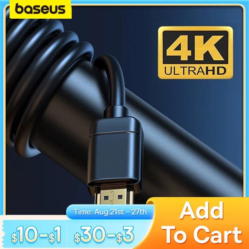 Кабель Baseus 4K-4K HD Cable1080P 3D с позолоченным кабелем HDMI, совместимый с HDTV, XBOX, PS4, компьютерный провод, кабель HDMI-совместимый с 2,0