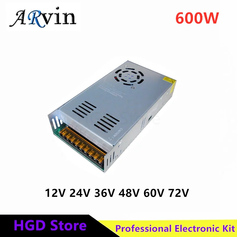 Фото AC100-240V импульсный источник питания DC 12V 24V 36V 48V 60V 72V 600W 8.3A 10A 12.5A 16.7A 25A 50A №1