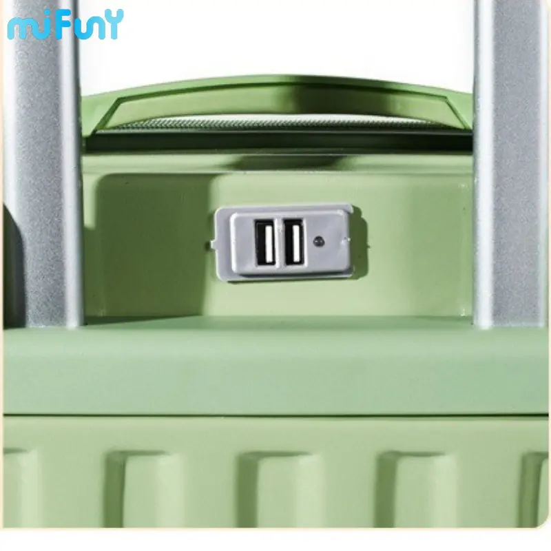 MiFuny Rolling Luggage Fashion Women Carry on Luggage with Wheels USB Charge Port Boarding Business Code Trolley Travel Suitcase