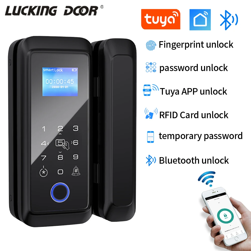 Умный стеклянный дверной замок Пароль Bluetooth Tuya & Smartlife сканер отпечатка