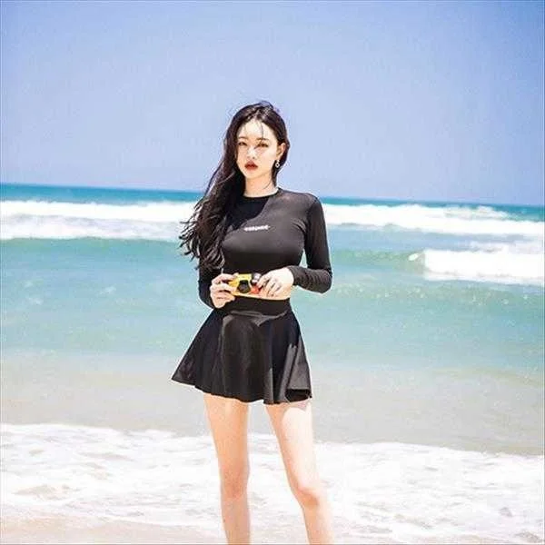 

Skirt Two Piece Suit Swimsuit Womens Sports Style Slim Fit Slimming Sun