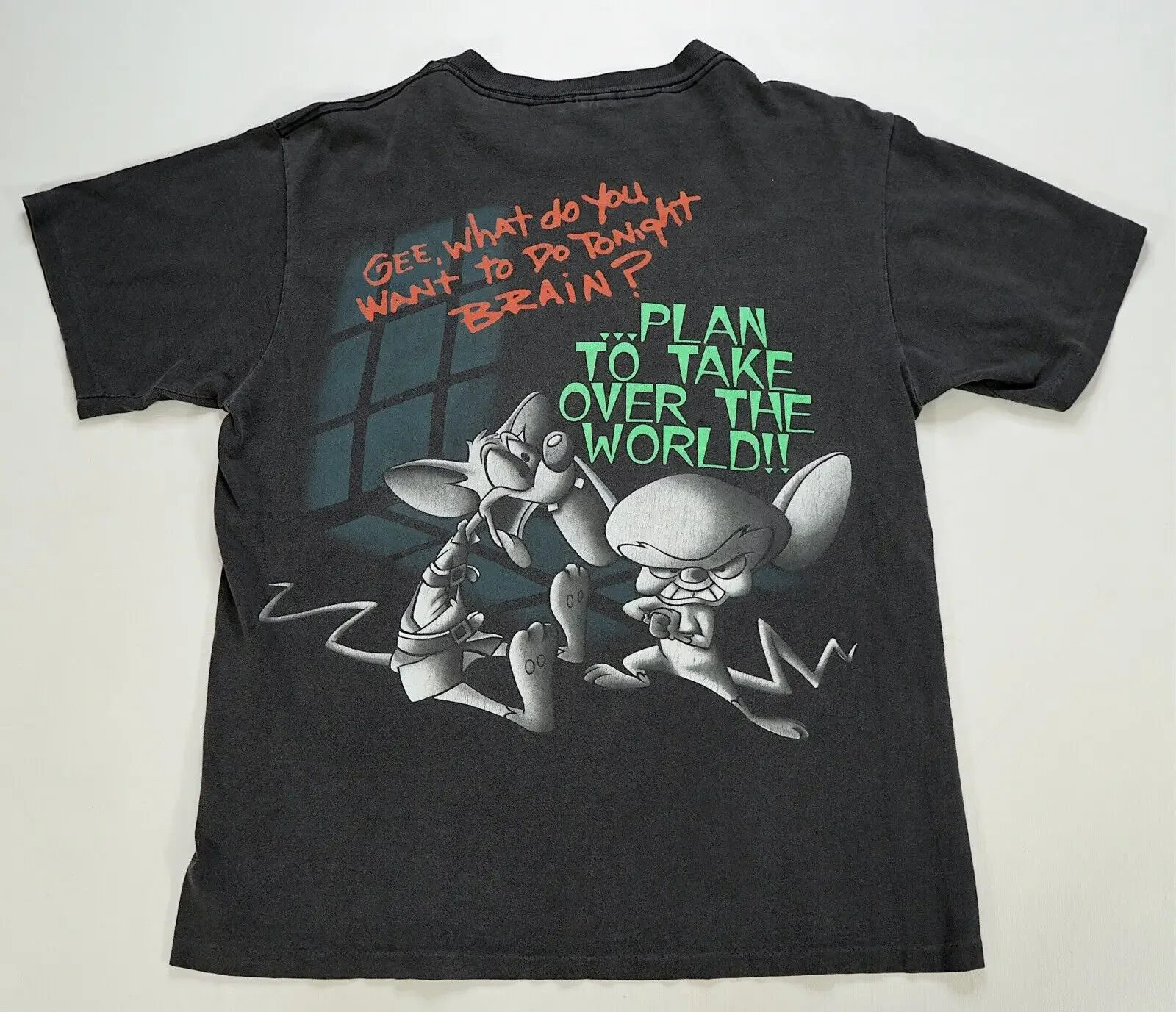 Редкий VTG меняет Pinky &amp The Brain Take Over World Jail 1995 T Shirt 90s XL