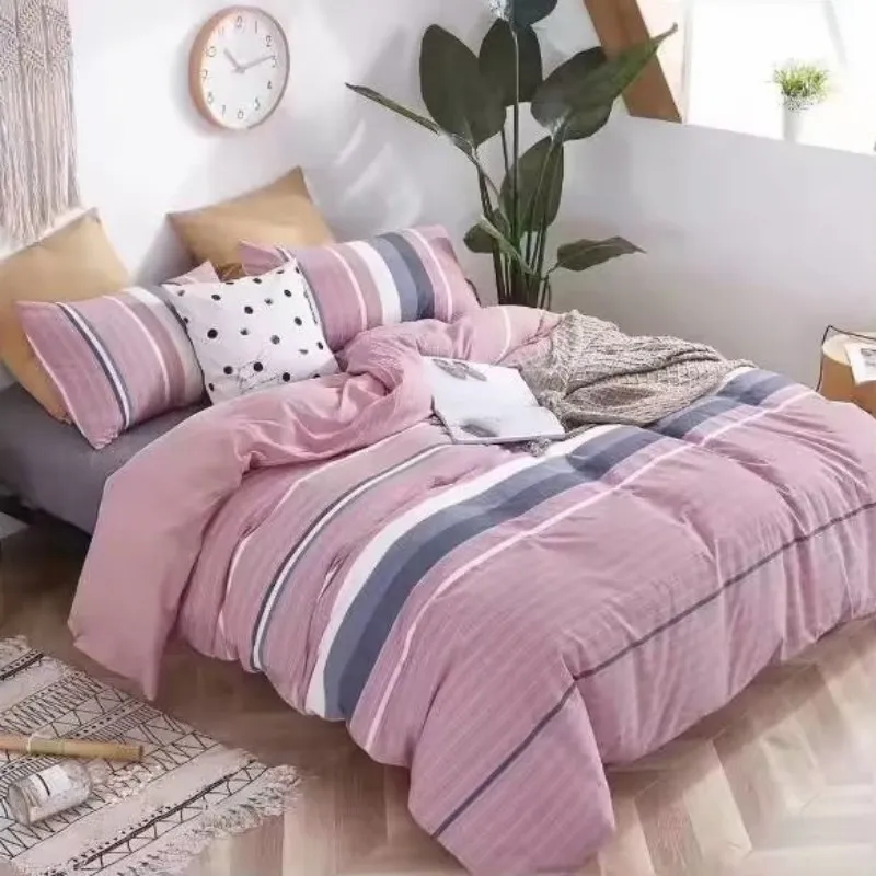 

Wholesale of Washed Cotton Yarn-dyed Solid Fabric, Pure Cotton Yarn-dyed Four Piece Quilt Cover, 2.5m Bedding Fabric