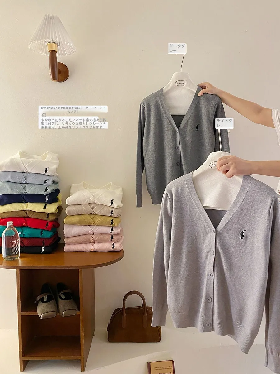 Laqian повседневный вязаный кардиган с v-образным вырезом и вышивкой пони женский