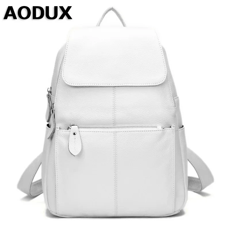 

14 Colors 100% Real Genuine Leather 2023 Women's Backpack Girl's Female Top Layer Cow Leather Shopping Casual Backpacks Bag