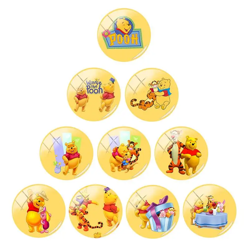 

Disney Winnie the Pooh 12mm/15mm/16mm/18mm/20mm Photos Send Friends Photos Cute Glass Cabochon Dome Flat Back DIY Jewelry