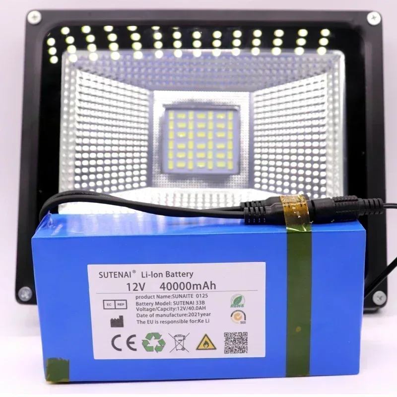 Литий-ионный аккумулятор 12 В 40000 мАч с вилкой европейского стандарта + зарядное