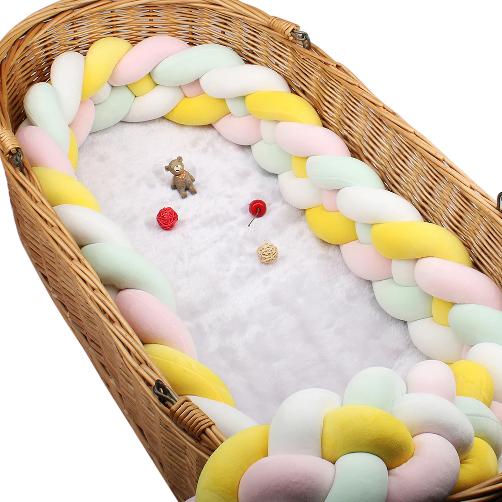 

New Color Baby Crib Bumpers For Boys Girls Braided 4 Knotted