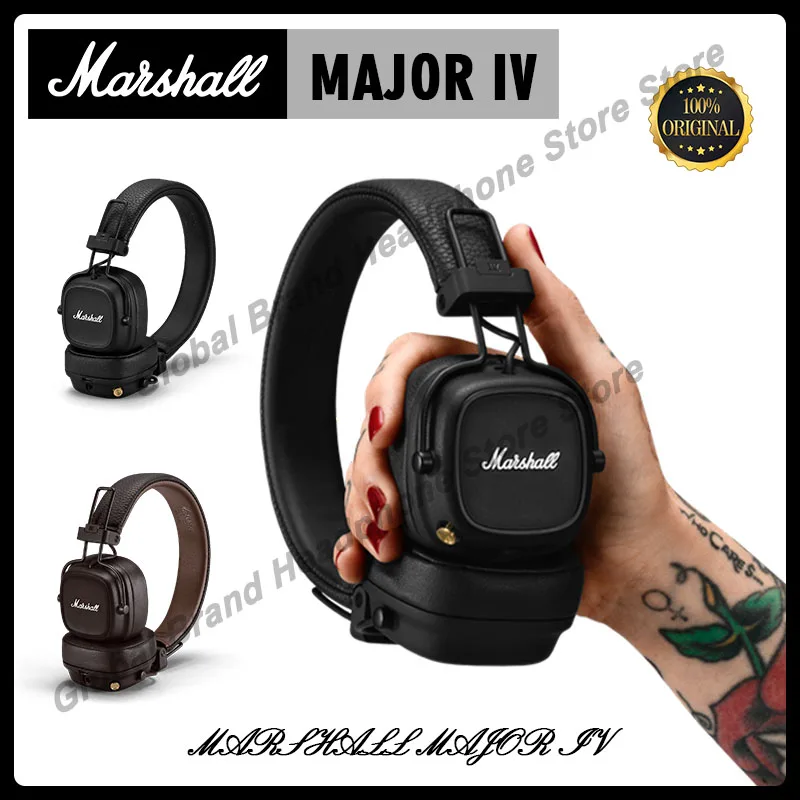 Original Marshall MAJOR IV Wireless Bluetooth Headset Over-Ear Foldable Rock Headphones Sports Game Subwoofer Headphone with Mic