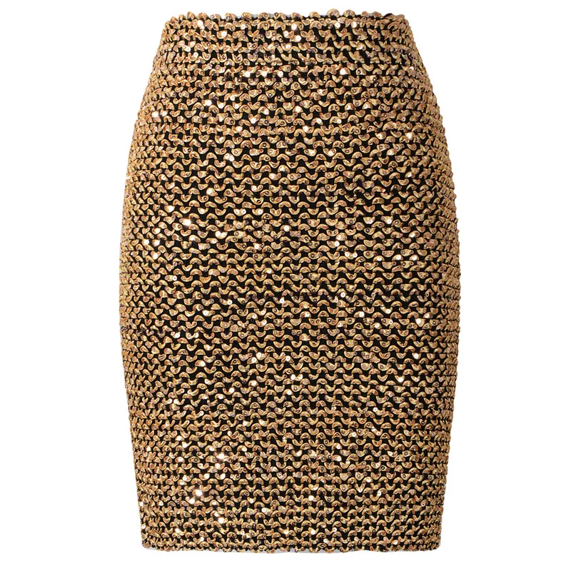 

Classic Four Seasons All-Match Sequin Bag Hip Skirt Shiny Pencil Mini Skirt Sexy High Waist Slimming Short Women Pencil Skirt