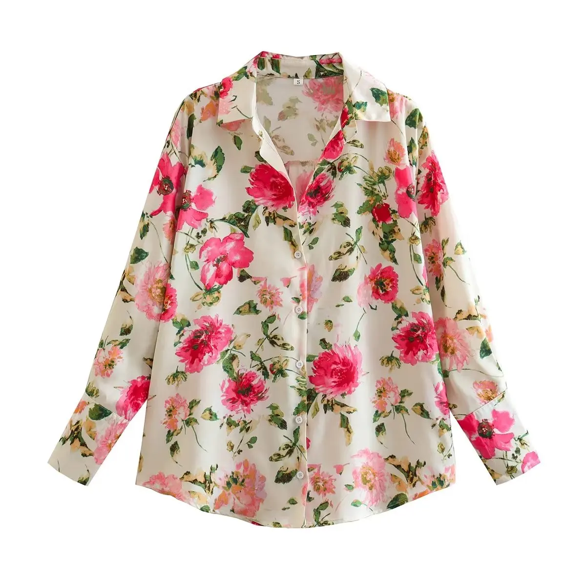 

Модная женская Новая Европейская и американская Высококачественная весенне-летняя повседневная универсальная свободная шелковая рубашка с маленькими цветами