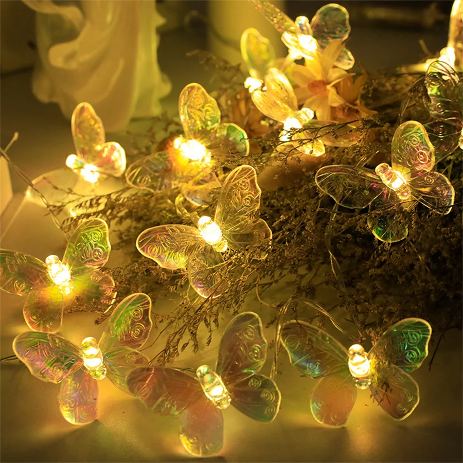 

Butterfly String Lights Outdoor Garden Twinkle Lights Battery Operated 8 Lighting Modes Waterproof for Home Bedroom Garden