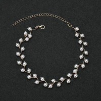korean fashion temperament pearl collarbone chain simple and versatile fold line full of pearl neckband necklace for women
