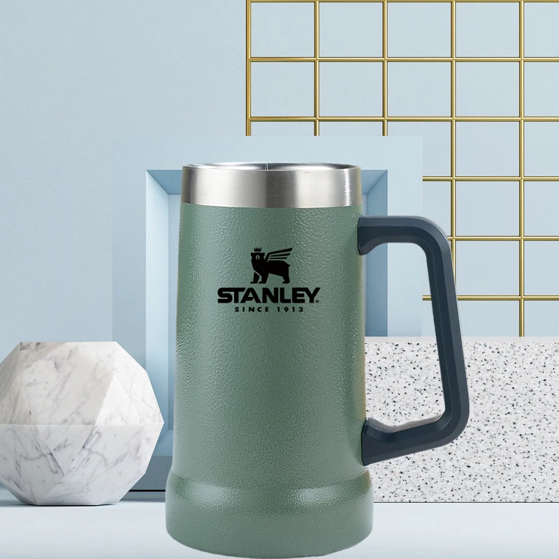 

Термокружка Stanley, пивная чашка, термос из нержавеющей стали для чая, кофе, бутылка для воды, вакуумная Изолированная кружка с ручкой, стакан
