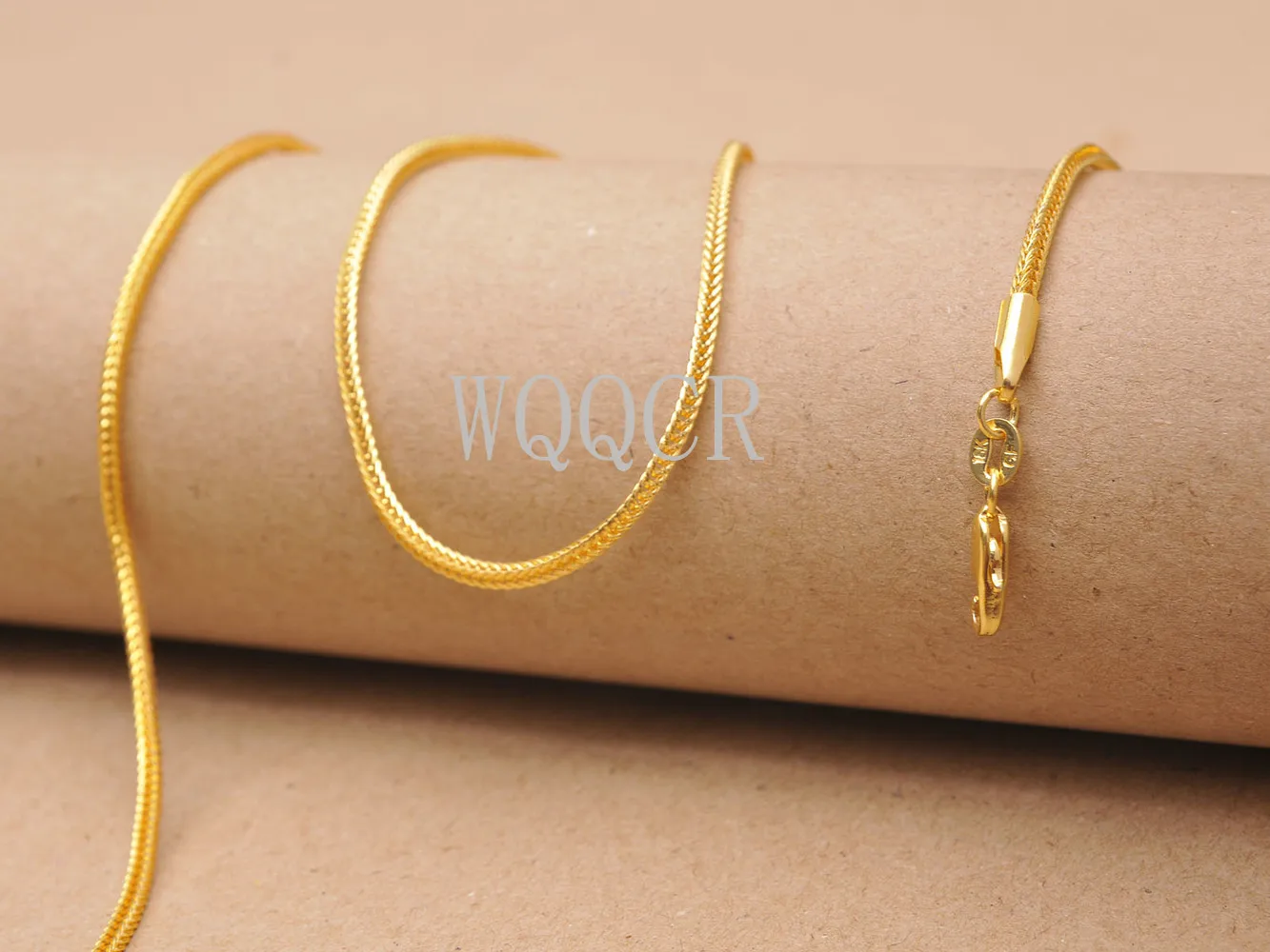 Wholesale 1PCS Of Bulk 18K Embossed Gold 2MM  Fox Tail Chain 16",18" ,20",22",24",26",28",30Inches Applicable Pendant