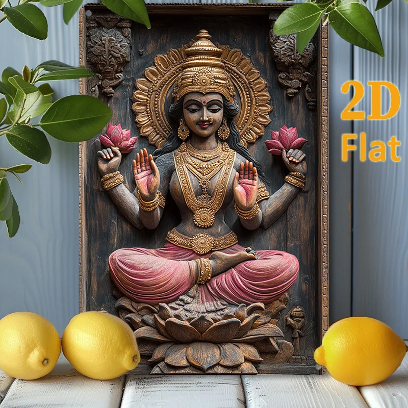 2D алюминиевый знак металлический красивый настенный рисунок Lakshmi для обогащения