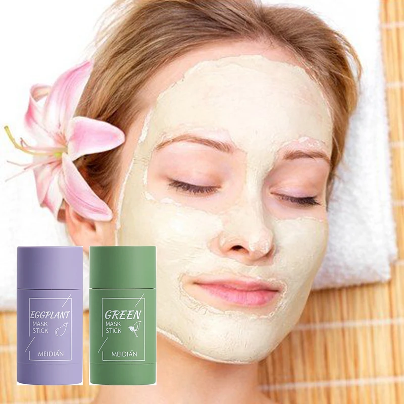 

Purifying Clay Stick Mask Oil Control Anti-Acne Eggplant Whitening Skin Care Face Mask Cleansing Green Stick Green Tea Mask