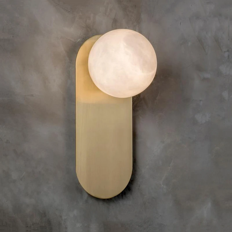 

Nordic Luxury Copper Marble Wall Lamp Living Room Bedroom Golden Decor Light Bedside Dining Hall Hotel Hallway Background Sconce