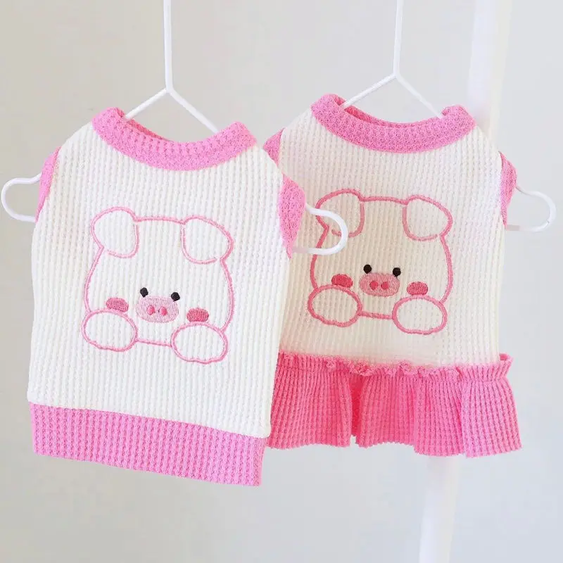 

Cartoon Pig Vest Pet Dog Clothes T-shirt for Dogs Clothing Cat Small Plant Print Cute Thin Spring Summer Pink Boy Girl Chihuahua