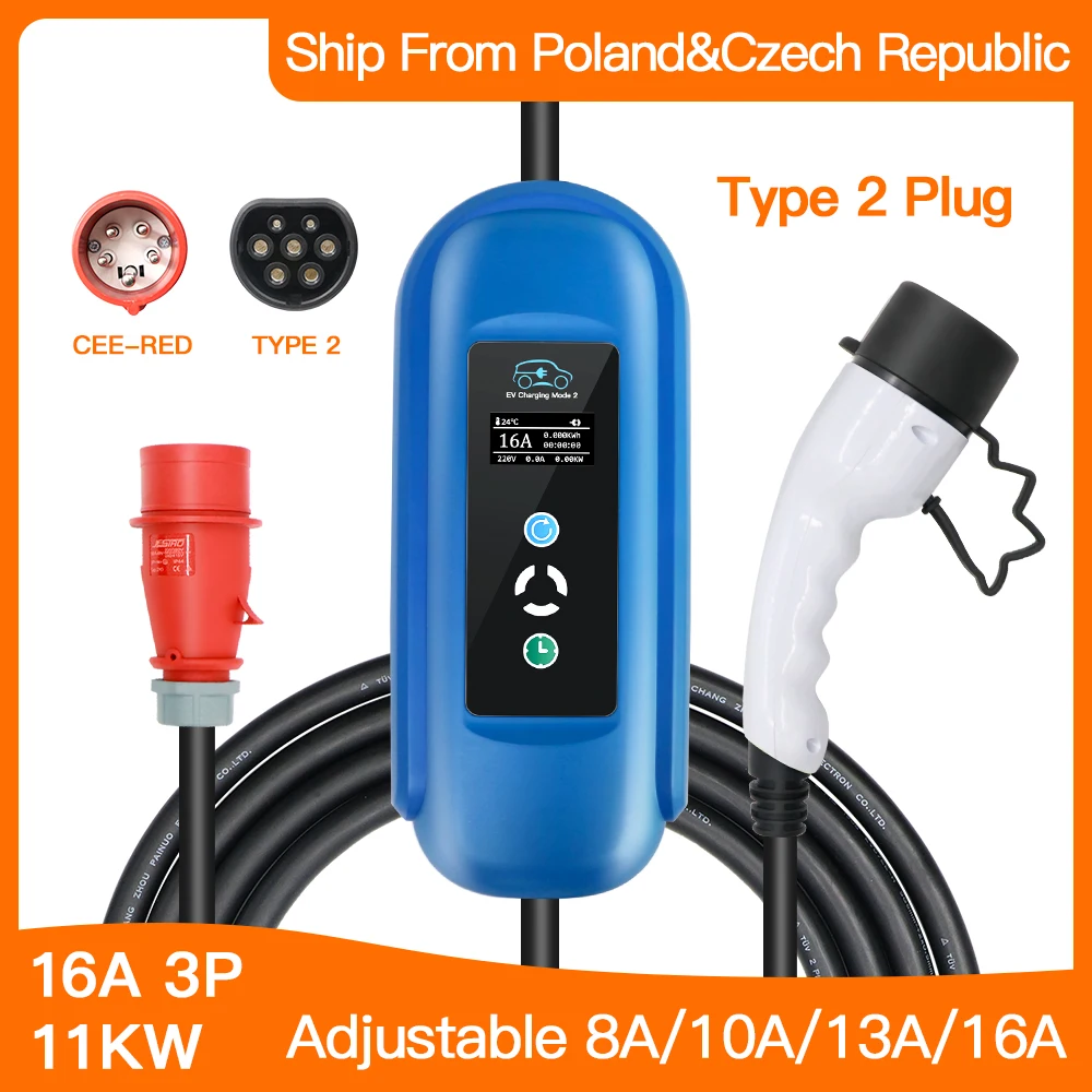 

Level 2 EV Charger Type 2 16A CEE Plug 11kw EV Charging Cable for Electr Car Charger Station honda car charger free shipping 5M