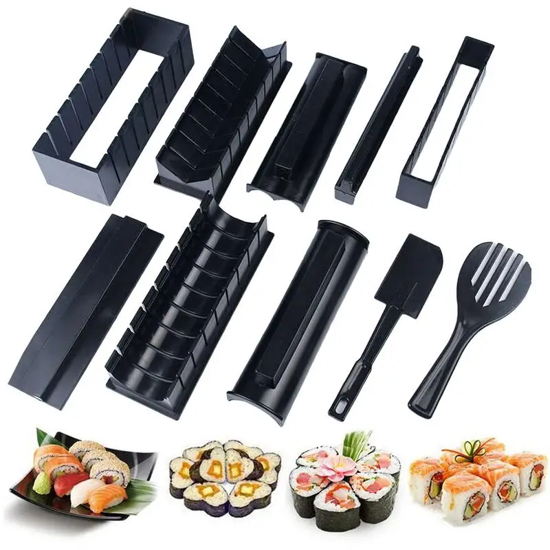 

Форма для суши «сделай сам», роллер для суши, 10 шт., набор для приготовления суши, рисовые роллы для суши, форма, искусственные формы, домашний инструмент для суши «сделай сам», черный, не