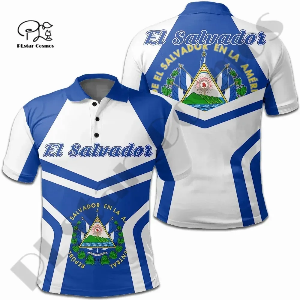 Футболка-поло унисекс с принтом флага Сальвадора 3 шт.