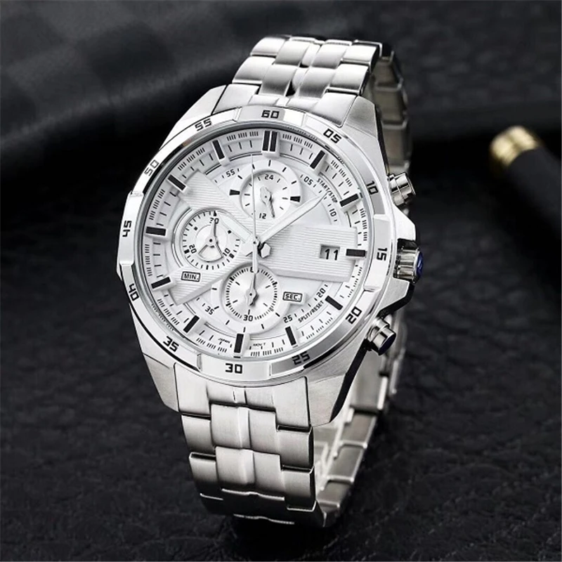 Sports quartz men's 556 watch All hands can be operated Steel belt folding buckle Waterproof World Time EFR series+box
